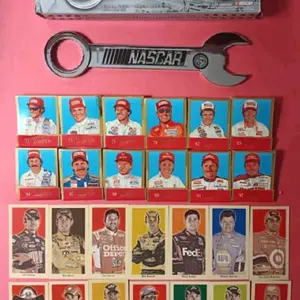 NASCAR Sports Trading Cards Featuring Wrench Design with Driver Images & Sponsor Logos for Racing Enthusiasts Collectible Memorabilia