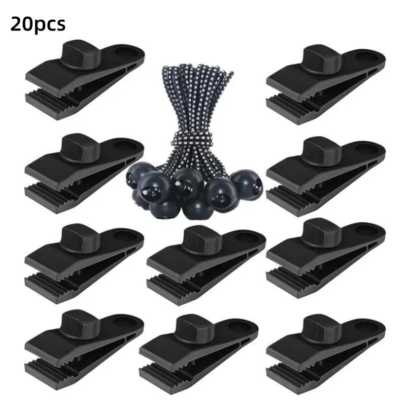 RV Outdoor Camping Tent Clips Set, Camping Gear, Shark Clip Fasteners, Pool Sunshade Elastic Rope Clamps, Waterproof Fabric Securing