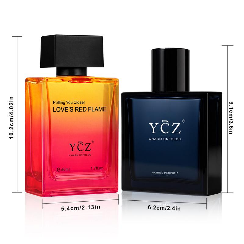 YCZ Men's Cologne 2-Piece Set Marine & Passionate Love 50ml Each Unisex Perfume Duo for All Occasions Long-Lasting Wear Cruelty-Free & Vegan Fragrance Pack Carefully Picked Scents Elegant Scent