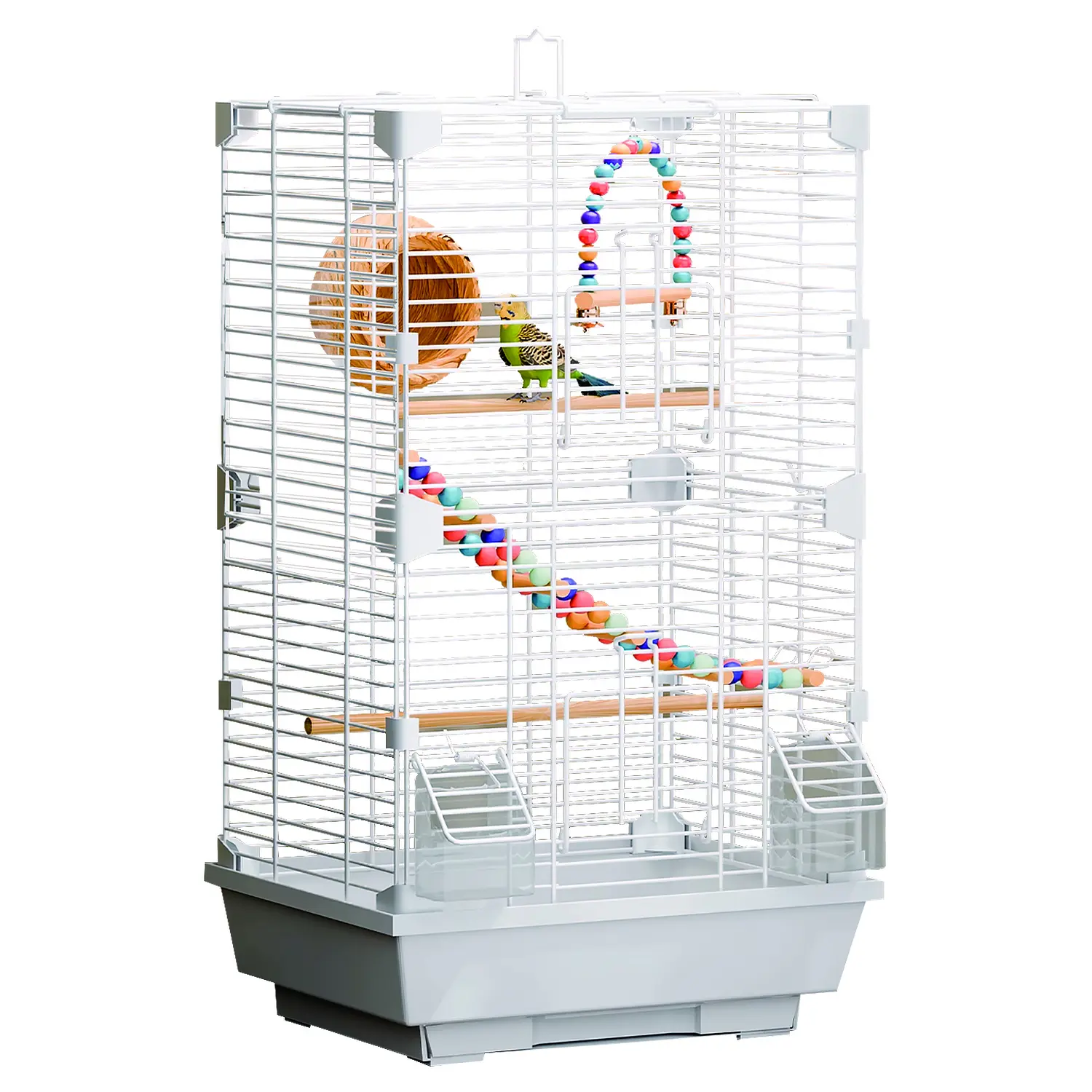 Basic Bird Cage 24.8inch Parrot Cage 24.8 x 14.6 x 11 with Ladder Horizontal Bar 2 Feeders Bird Nest for Small Birds Painted Metal PP Plastic Wood Roosting Perch