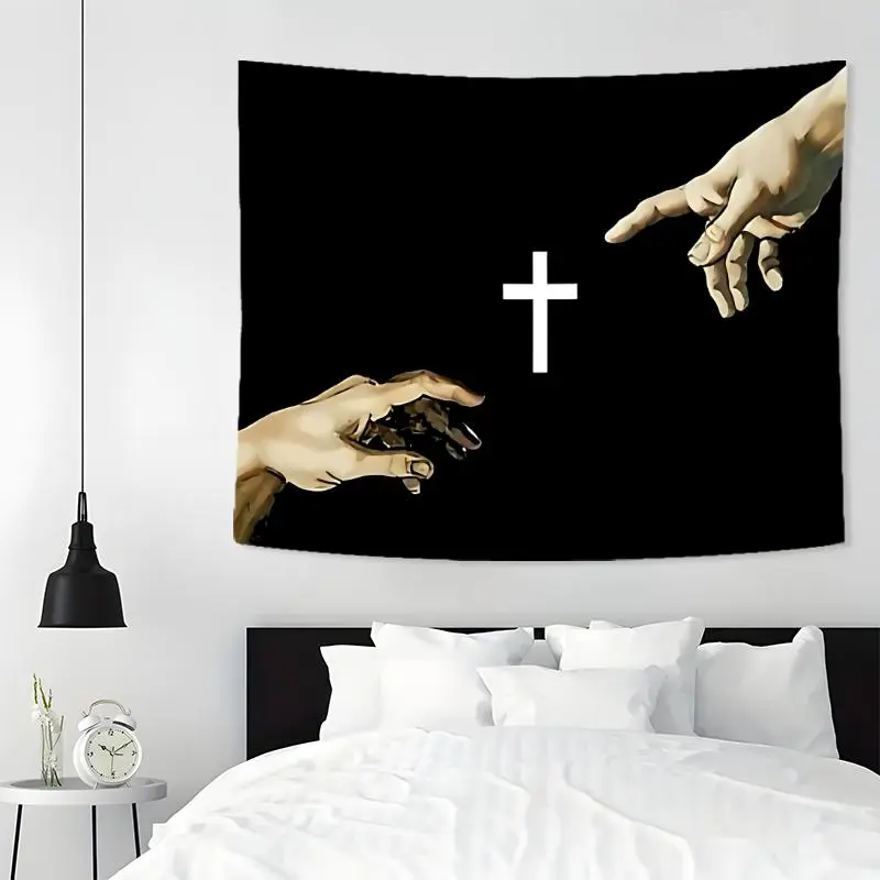 Cross Jesus Pattern Tapestry, 1 Count Aesthetic Wall Hanging Decor, Tapestry Wall Mural, Wall Art for Home Living Room Bedroom Office Dormitory Decor, Boyfriend Gift, Durable Decorative Tapestry, Wall Tapestries