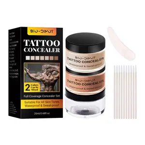 Tattoo Cover Up Makeup Waterproof, 2 Colors Tattoo Cover Up Concealer, Smudge-Proof & Transfer-Resistant for Tattoos, Scars, Spots, Invisible Skin Concealer, Concealer Kit
