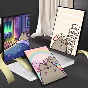 Anime Pusheen Cute Cat HD 4k Painting Calligraphy Gift with prints Home bedroom living room decoration promotion and display suitable for bedroom bar parlor home decor gift fade-Resistant, Non-sticky, vibrant Wall print poster