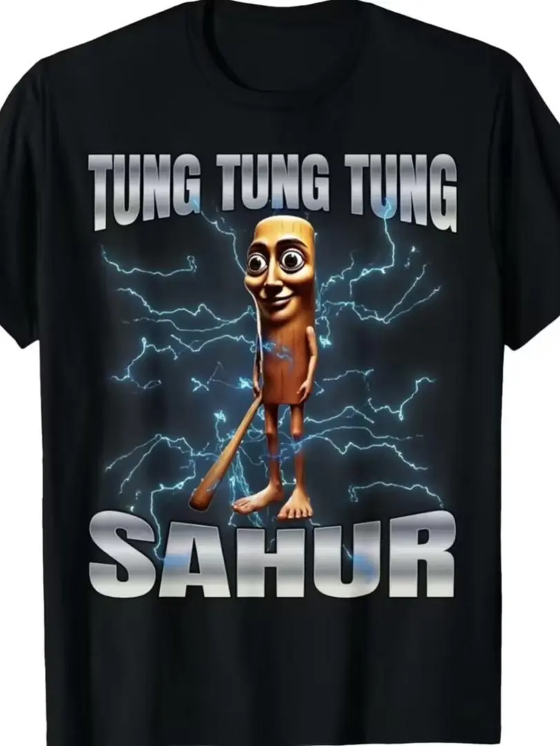 Unisex 100 Percent Cotton Graphic Tee Featuring Tung Tung Tung Sahur Theme for Women summerwins