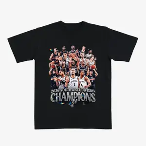 2026 Southwest D Champions SA Spurs T-Shirt –Team Celebration Graphic Tee Featuring SA Spurs Star Lineup