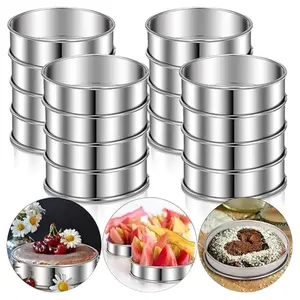 16 Pieces Crumpet Rings English Muffin Rings Double Rolled Tart Rings Stainless Steel Muffin Rings Round Muffin Tart Ring Molds for Home Baking(3 Inch)
