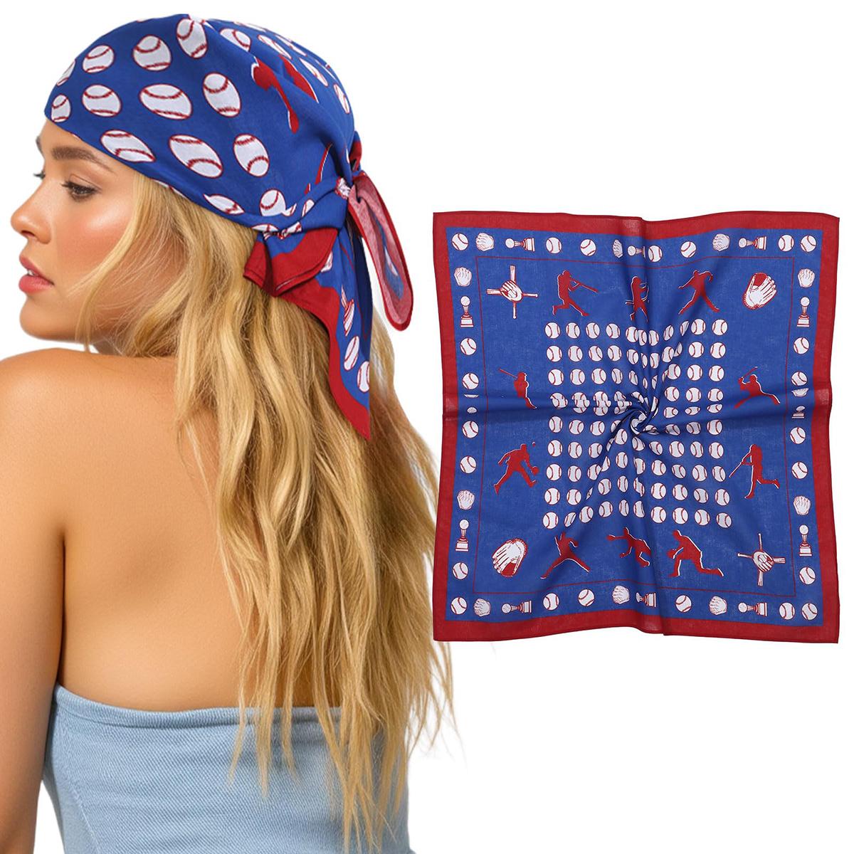 AWAYTR 22" Cotton Bandana for Men Women Football Match Sports Scarf Square Handkerchief Cowboy Bandanna for Ball Games Hanky