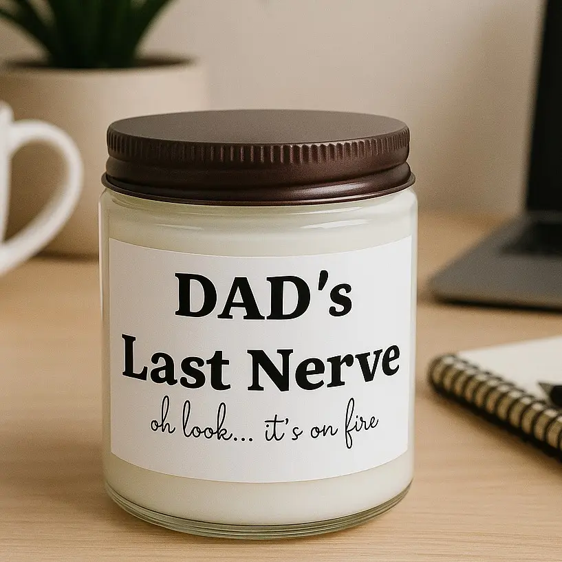 Christmas gifts, Dad Last Nerve Candle – Funny Dad Gift, Unique Scented Candle for Father’s Birthday, Christmas, Father’s Day, or Holiday – Hilarious Sarcastic Gift for Dad, Stepdad, or Father-in-Law, Dad joke gifts, Long lasting oy Candle