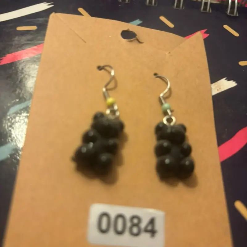 Black Beaded Earrings 0084 - Stylish and Trendy Design