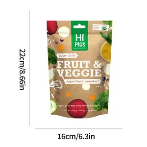 HiPlus Organic Fruits & Veggies Powder – Superfood Blend with Daily Energy, Essential Vitamins & Nutrients – USDA Certified, Vegan, Non-GMO, Gluten-Free – Perfect for Smoothies, Baking & Hidden Veggie Recipes – 3.52oz Pantry Staple