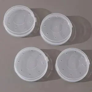 4pcs Plastic Breathable Cosmetic Puff Case, Unscented Airflow Puff Holder with Perforated Sifter