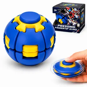 360° Push-to-Roll Stress-Relief Rotating Cork Ball, 3D-Printed Portable Fidget Toy, Unique Desktop Accessory Gift for Adults (Blue)