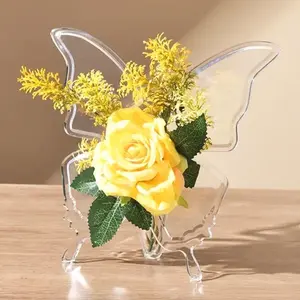 1 Transparent Butterfly Vase |   Modern Home Decor Centerpiece With Butterfly Wings, Suitable For Living Room, Office, Wedding - Creative Housewarming Gift Idea, Butterfly Decoration, Art Decoration, Clear Wing Design, Flower Arrangement Vase