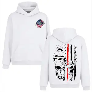 Best Dad Ever Firefighter Hoodie, 2 Sides, Thin Red Line American Flag Hoody