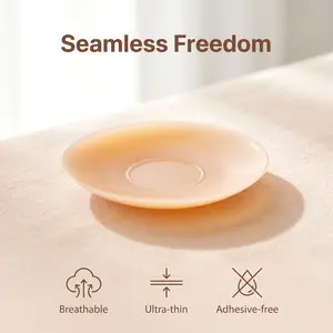Medical Grade Non Toxic Silicone Sticky Circles Womenswear Underwear Full Coverage Seamless Adhesive Bra Pads Reusable Nip Nook Pasties for Women Anti Chafing Invisible Breast Covers Lifters Washable 10 Wears