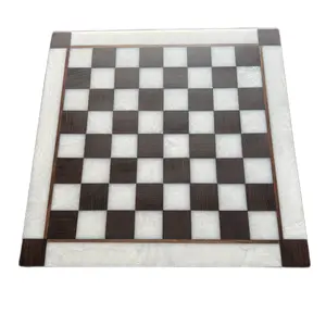 Black Walnut & Shiro White Epoxy Chess Board Game Game
