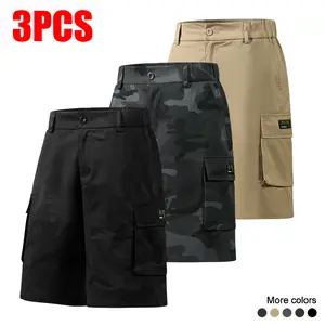 3-Pack Men's Cargo Shorts Zipper Pockets Flap Cargo Pockets Drawstring Waist Lightweight Breathable Relaxed Fit Casual Streetwear Summer Active Wear for Men