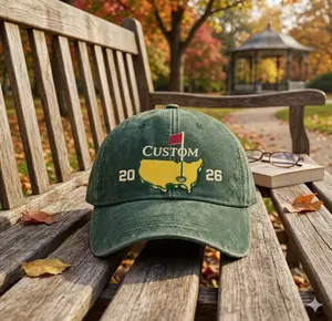 Custom Embroidered Golf Hat, Augusta Map Design Cap, Vintage White Dad Hat, Adjustable Golf Cap, Golf Lover Gift