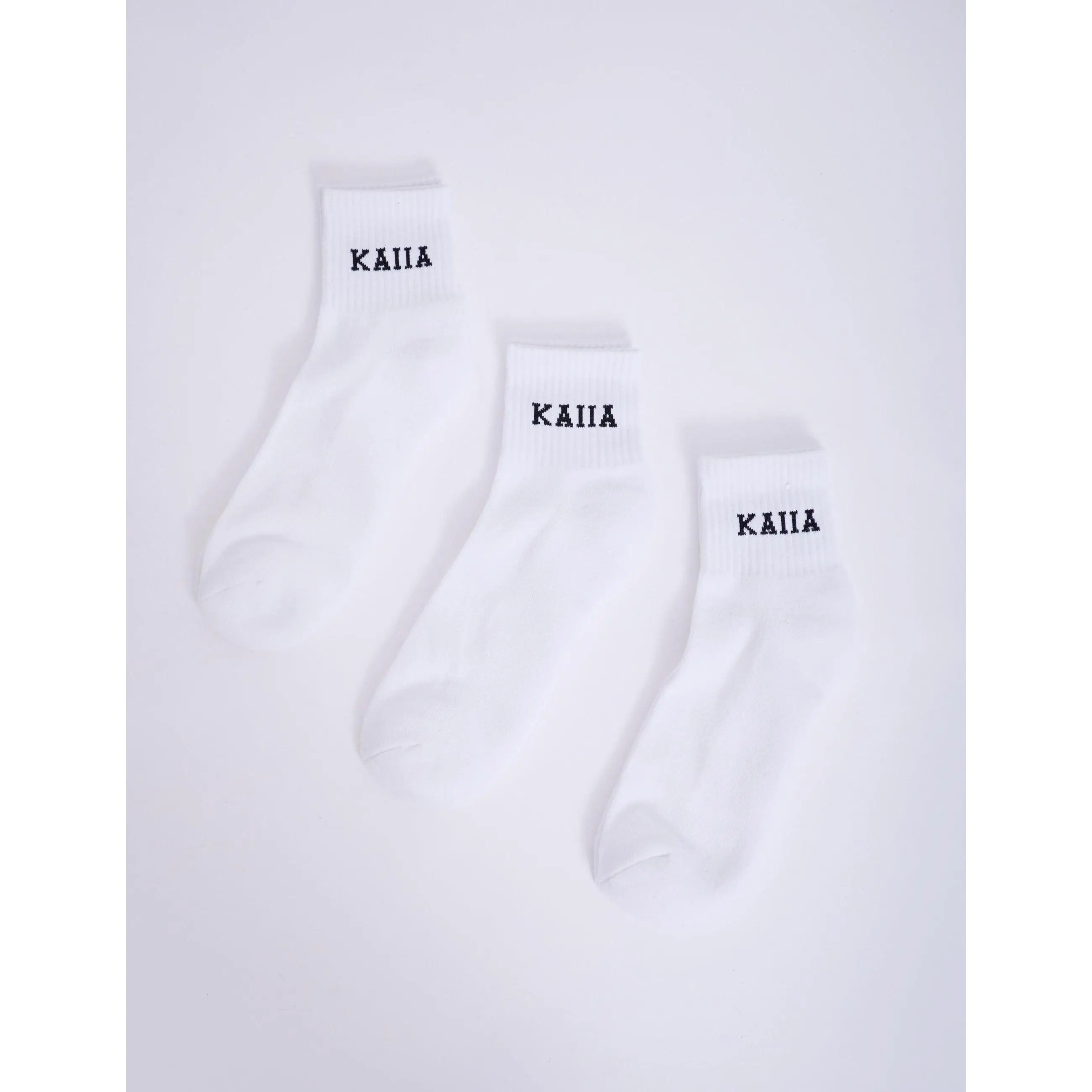 Pack of Three Kaiia Logo Socks White & Black