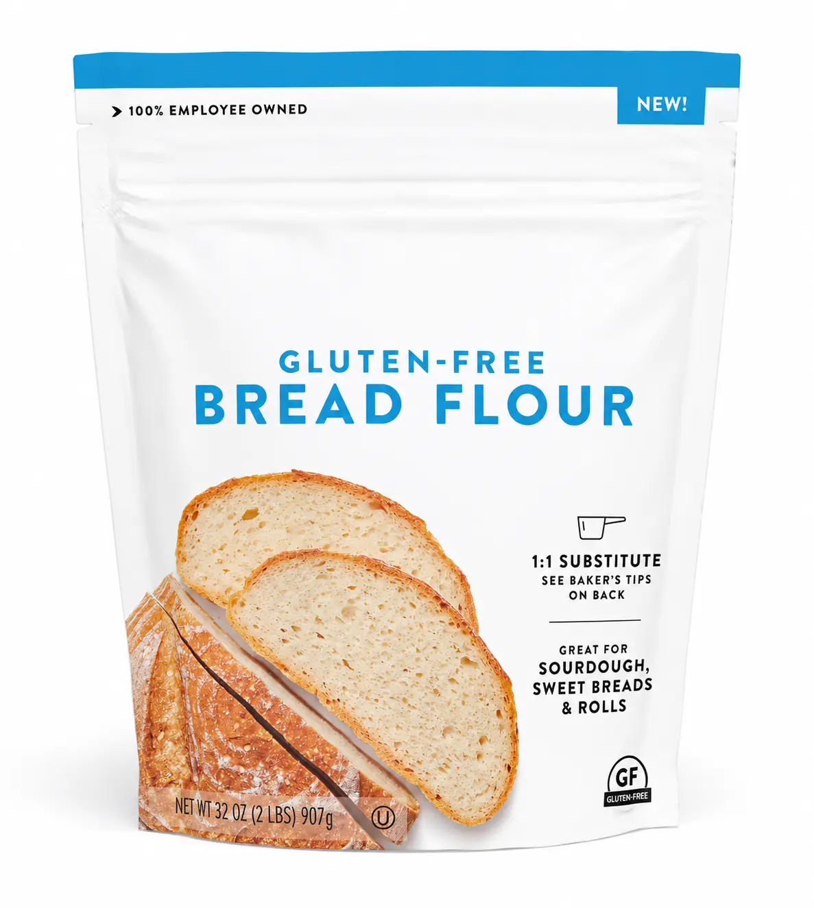Bread Flour, 2 lb Bag, 1:1 Flour Replacement for Yeast Recipes, Premium Baking Flour for Artisan Bread, Bagels, Cinnamon Rolls, and Burger Buns