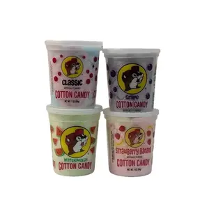 Buc-ee's Cotton Candy Pack of 4 Flavor Collection Classic Grape Watermelon Strawberry Banana Soft Airy Texture Freshly Packed Resealable Tub