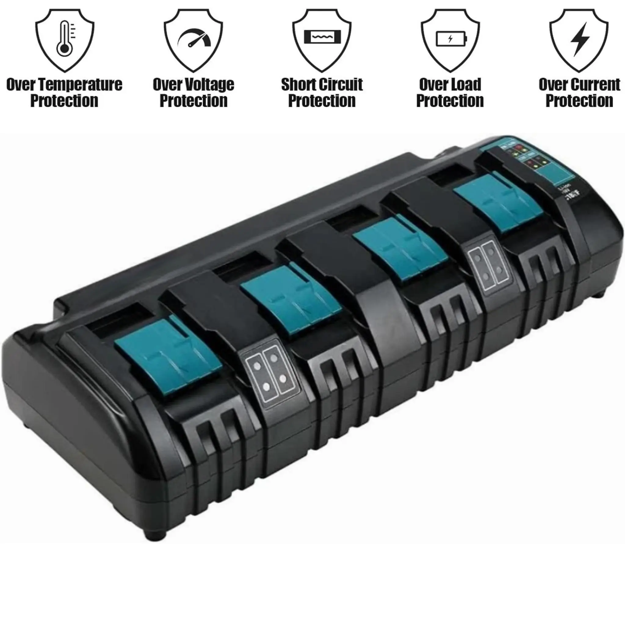 Makita DC18SF Model 4-Port LXT Lithium-Ion 4-in-1 Charger, 14.4V-18V 100V-240V for BL1830 BL1840 BL1860 Batteries, LED Indicator, USB Portable Power, Carrying Handle, High-Quality, Fast Shipping