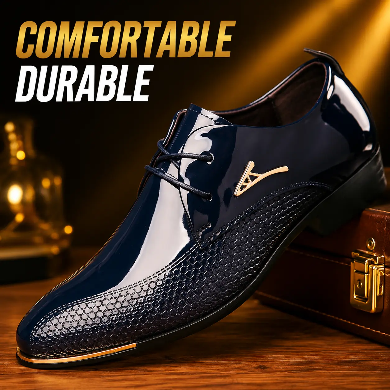 breathable leather dress shoes West Louis Breathable Genuine Leather Dress Shoes Black / 6 main image 0