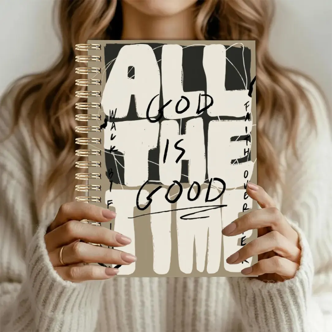 1pc Spiral Notebook, Spiral Coil Notebook, God Is Always Good Bible Verse Journal, Religious Inspirational Writing Notebook, 5.5x8.3 Inch Bible Notebook, Religious Gift for Women Men Faith Daily Devotion