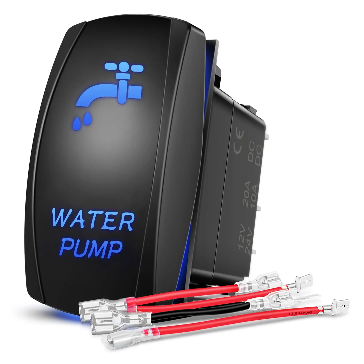 Nilight Water Pump Rocker Switch 5 Pin Laser On Off SPST switches 20A/12V 10A/24V Blue Freshwater Tank Toggle Switch for Car Boat Marine Pontoon RV Camper Travel Trailer