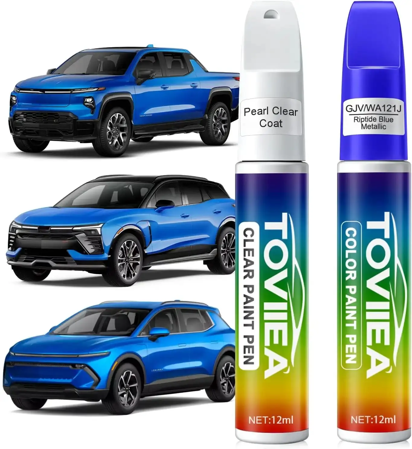 Riptide Blue Metallic(GJV/WA121J) Touch Up Paint Compatible with Chevrolet,2-In-1 Car Scratch Remover Pen,Car Paint Scratch Repair Kit for Scratches,Chips & Nicks,2-PCS SET