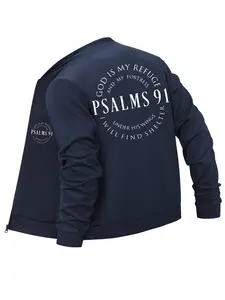 Men's Regular Fit Letter Print Zip Up Hooded Jacket, Casual Comfy Long Sleeve Stand Collar Outerwear for Spring & Fall, Fashion Men's Clothes for Daily Wear, Coats