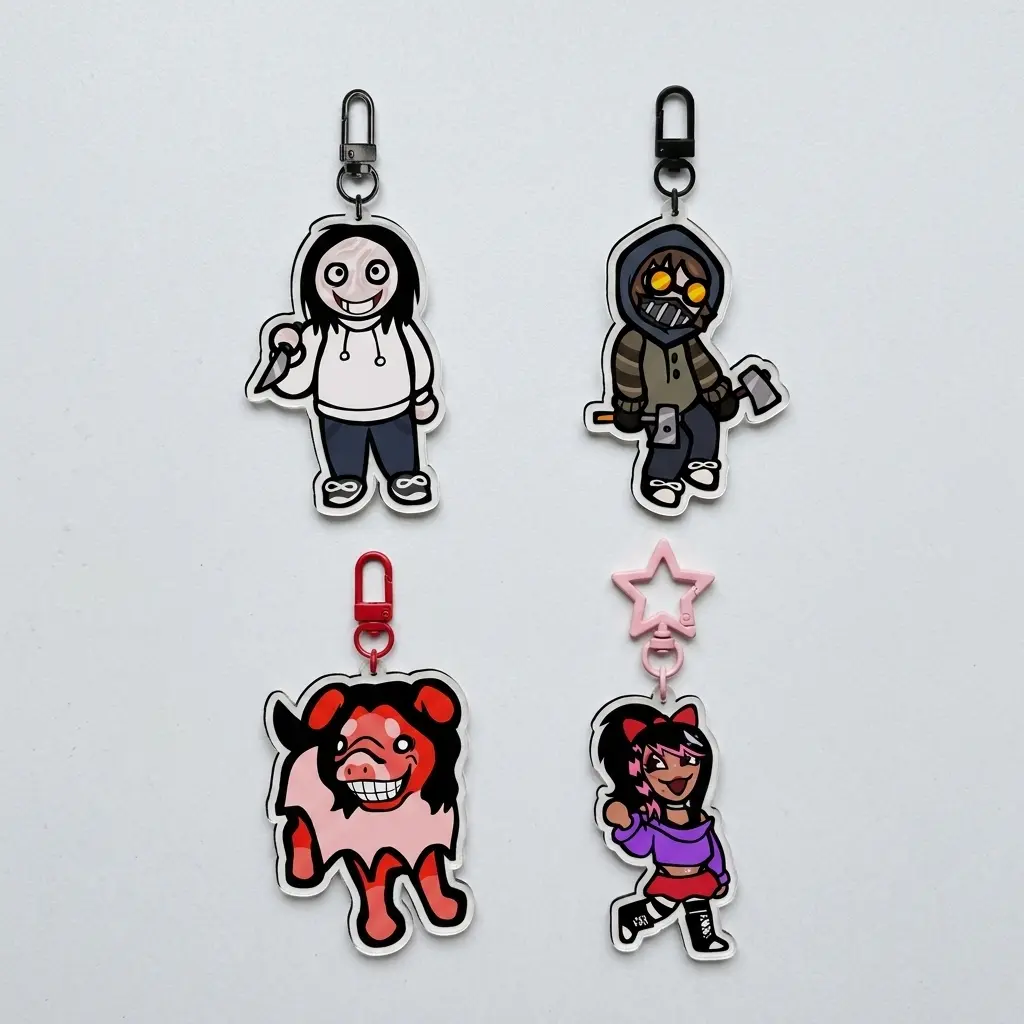 CREEPYPASTA Nina The Killer, Smile Dog, Ticci Toby, Jeff The Killer Keychain