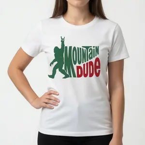"Bigfoot Rock On" Mountain T-Shirt - Unisex Funny Sasquatch Graphic Tee - Retro Outdoor Hiking Statement Top - Witty Nature Lover Gift - Casual Adventure Slogan Apparel