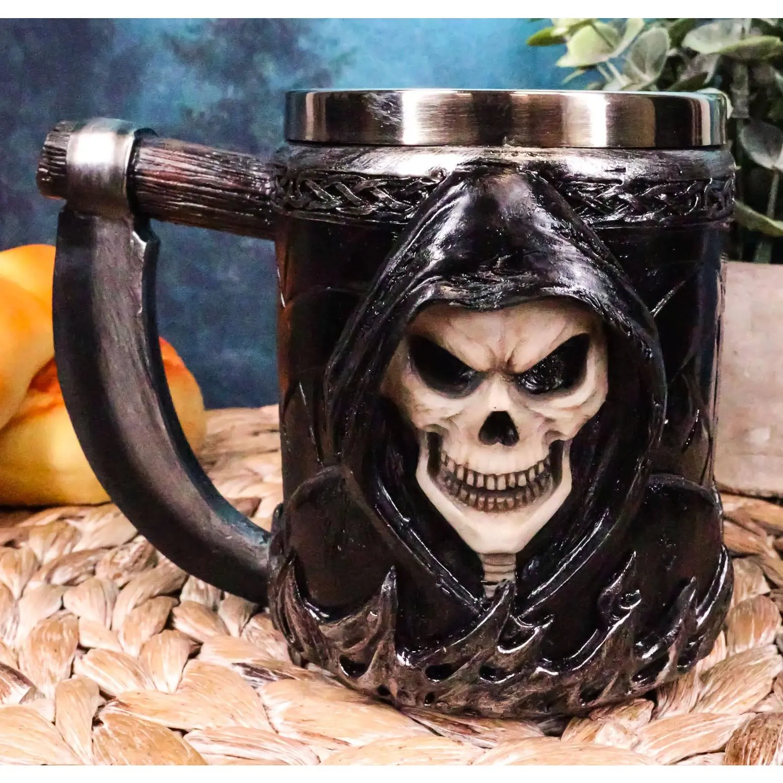 Skeleton Ghost Grim Reaper With Scythe Death Tankard Coffee Beer Mug Cup Death