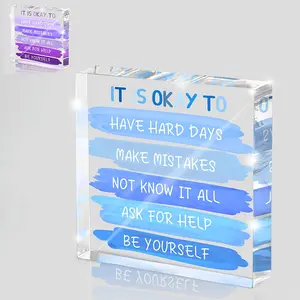 Mental Health Desktop Sign, & Blue Acrylic Decorative Plaque, Office Therapy Gift, Anxiety Relief, Positive Workspace Accessory, Office Home Decor, Acrylic Desktop Decoration