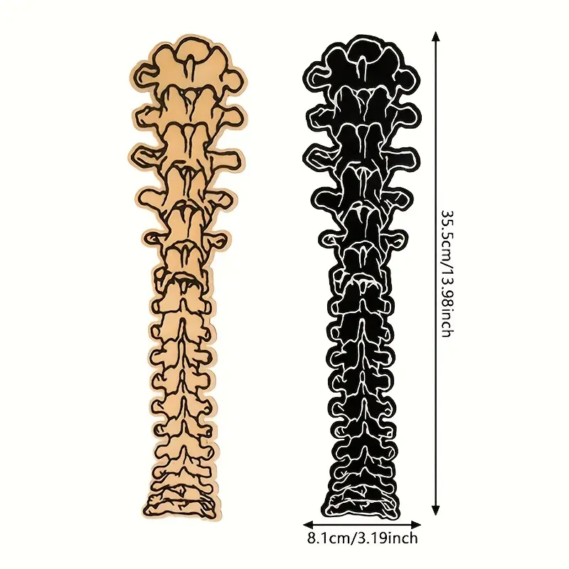2 Pcs Extra Large Spine-Shape Iron-On Embroidered Patch Applique - Yellow & Black Options, Free-Cutting DIY Punky Print Gothic Style, Heat Transfer & Self-Adhesive Applique for Jeans, Jackets, T-Shirts, Heat Transfer Applique