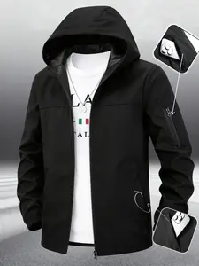 Lightweight Hooded Outdoor Jacket, Waterproof Windproof Outerwear, Multi-Pocket Zipper, Suitable for Skiing, Ice Skating, Hiking, Fishing, Casual Outdoors