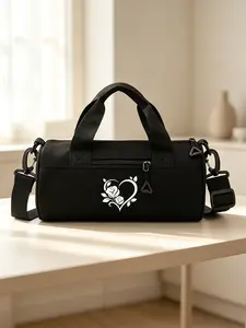 Heart & Rose Pattern Crossbody Bag, Casual Lightweight Versatile Square Shoulder Bag with Multi-Compartment Zipper Design, Perfect for Commute Travel & Festival Gifts