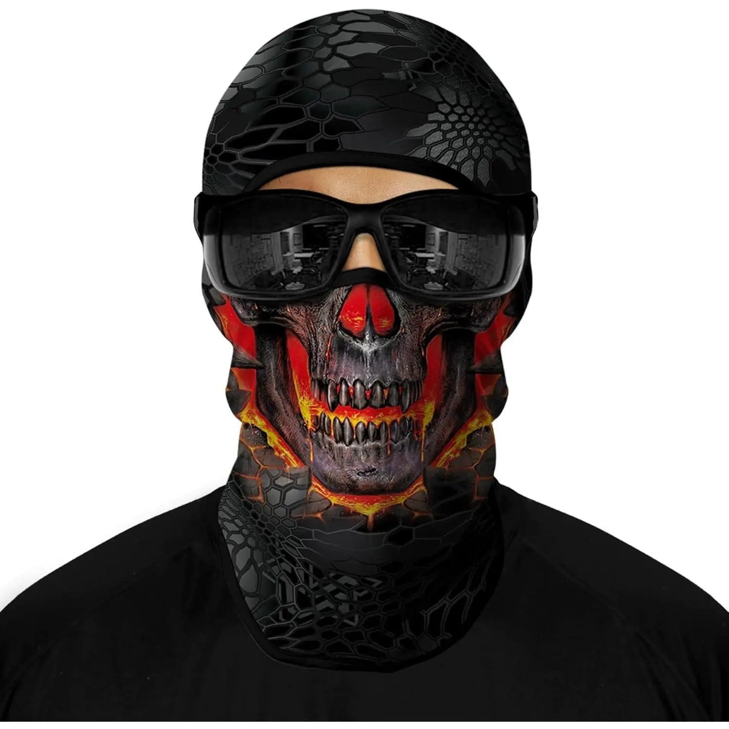 3D Full Face Mask,Skull Face Shield Motorcycle Head Cover Headwear Mask Ghosts Skull Cover for Men Women