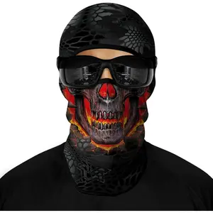 3D Full Face Mask,Skull Face Shield Motorcycle Head Cover Headwear Mask Ghosts Skull Cover for Men Women