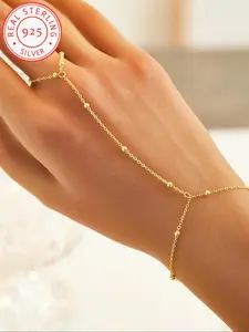 925 Silver Color Bracelet with Unique Bead Chain Design, Exquisite Trendy Bracelet, Stylish Fusion Of Ring Elements for A Trendy Look, Adds Fashion Flair, Elegant Jewelry Bracelet