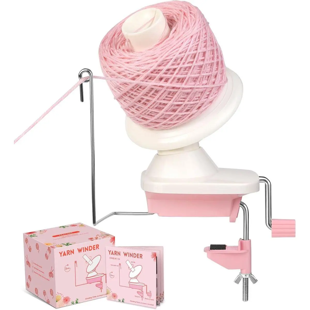 Yarn Winder, Yarn Spinner for Crocheting, Yarns Ball Winders for Crocheting with Lower Noise, Hand Operated Ball Winders for Crafting Lovers, Stitch Markers, Plastic Needle