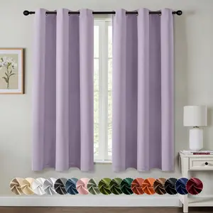 Lilac Blackout Curtains for Bedroom Living Room 63 Inches Long 2 Panels, Thermal Insulated Room Darkening Drapes Solid Grommet Noise Reduction Light Blocking Window Treatments 40x63 Inch