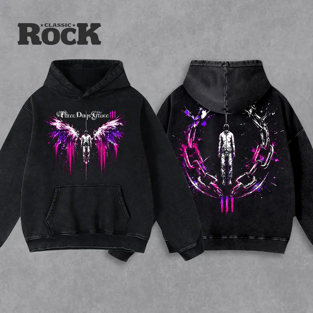Three Days Grace Rock Music T-Shirt, Purple Stage Graphic Tee, Vintage Washed Oversized Shirt, Concert Style Streetwear Top