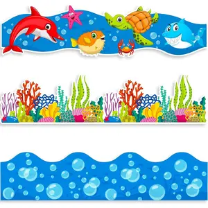 Sabary 71 ft Ocean Bulletin Board Borders Under The Sea Classroom Decorations Sea Animals Border Trim for Spring Back to School Home Office School Classroom Chalkboard Wall Ocean Party Decorations