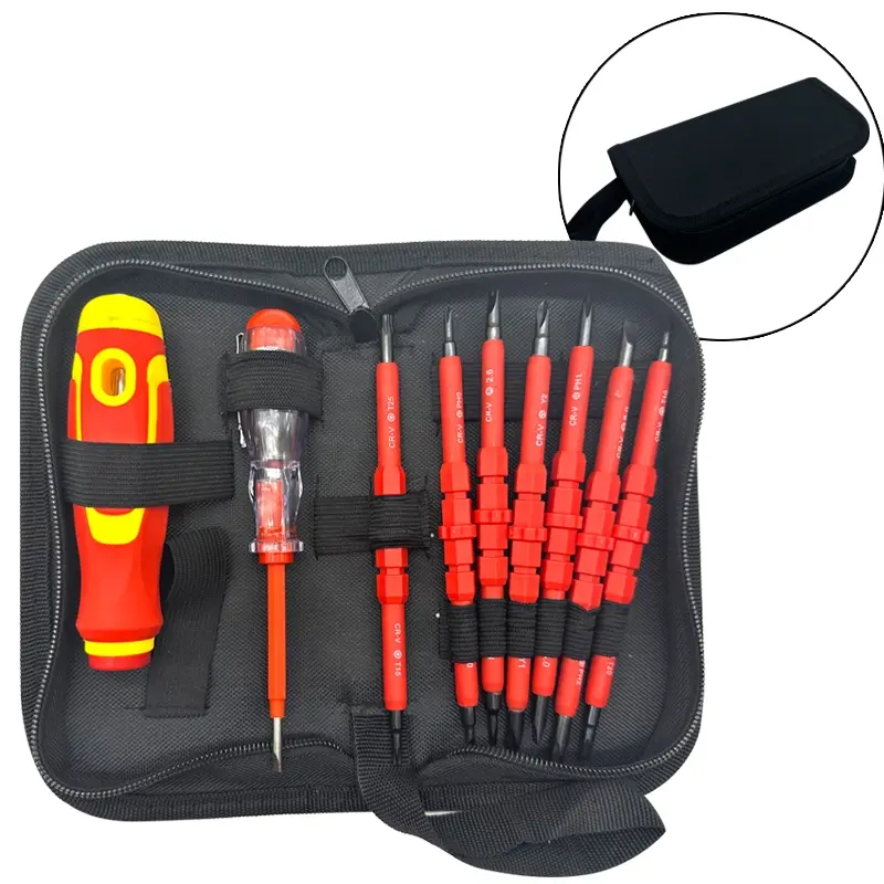 Household insulation screwdriver Insulated screwdriver Cross hexagon electrical service tool set with test pen anti-electric screwdriver Portable Screwdriver Bits Screwdriver Sets Multipurpose Screwdriver Kit Screwdriver Combo
