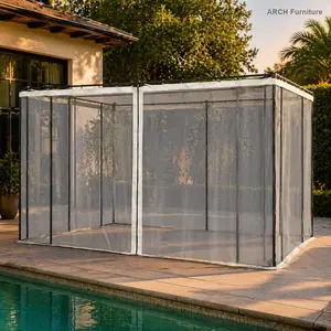 ARCH Outsunny 10' x 13' Cream Outdoor Gazebo & Canopy Tent Replacement Mesh Sidewall Netting, Zip Panels, Quick Hang Design, Cream Trim (Sidewall Only)