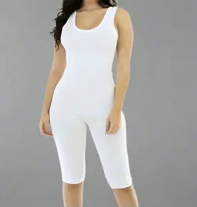 Cotton Jumpsuit - Women's Plus Size Short Sleeve Bodysuit | Soft Breathable Fabric