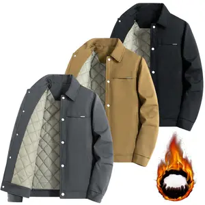 Fleece Thickened Shirt Collar Jacket for Men Medium Fit Warm Winter Outerwear with Thickened Fleece Lining for Enhanced Warmth and Comfort