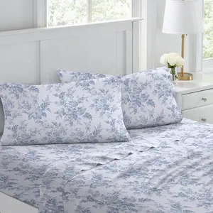 - Queen Sheet, Flannel, Brushed for Extra Softness  (Vanessa Blue, Queen)